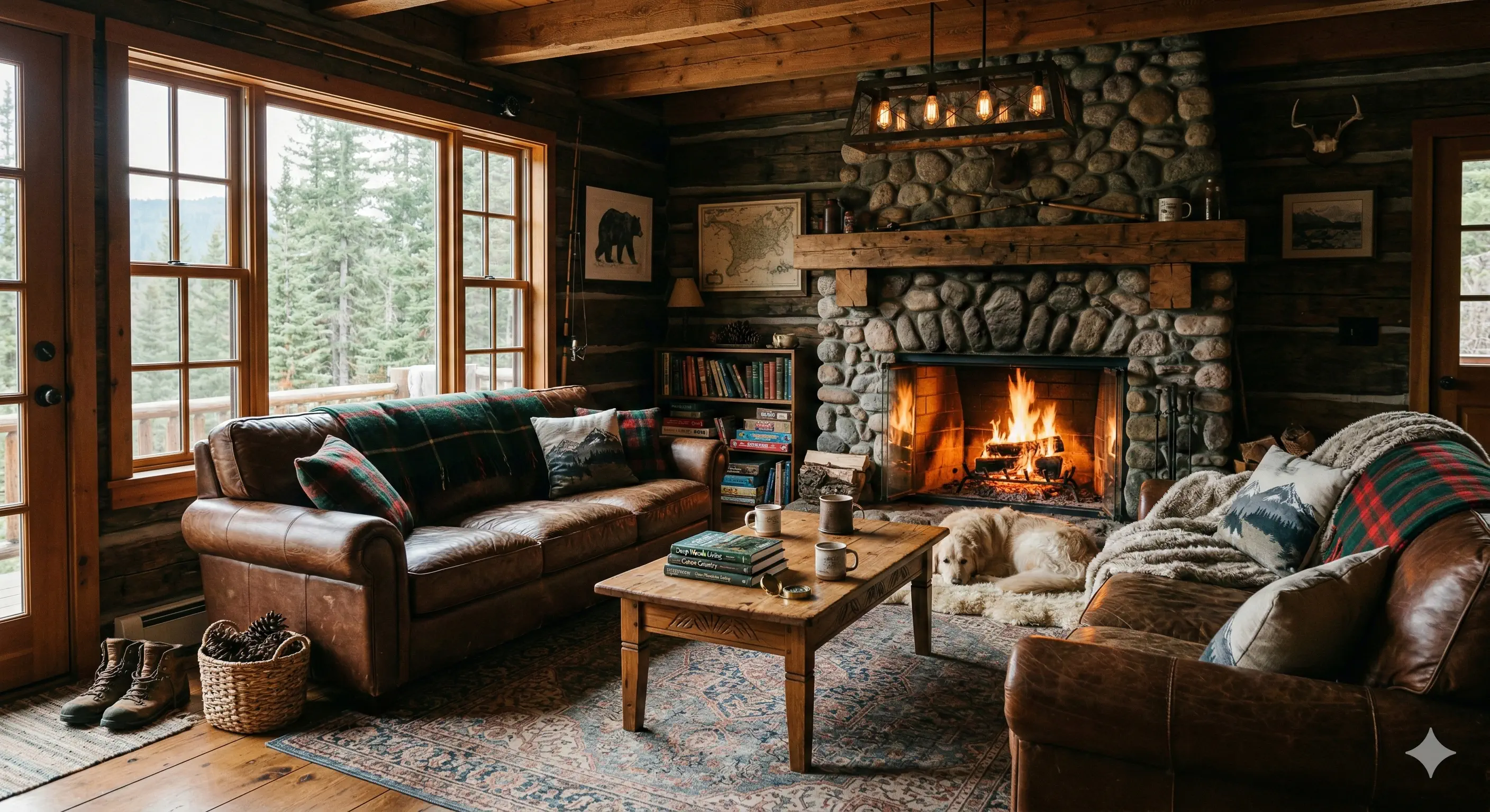 A cozy cabin living space